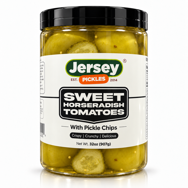 Sweet Horseradish Pickled Tomatoes