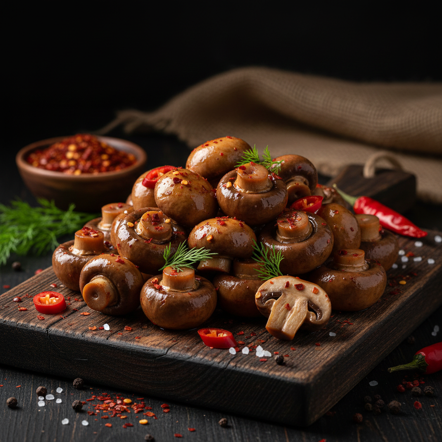 Marinated Pickled Mushrooms - Spicy