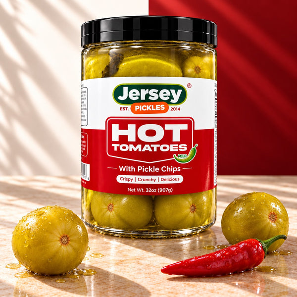 Hot Pickled Green Tomatoes