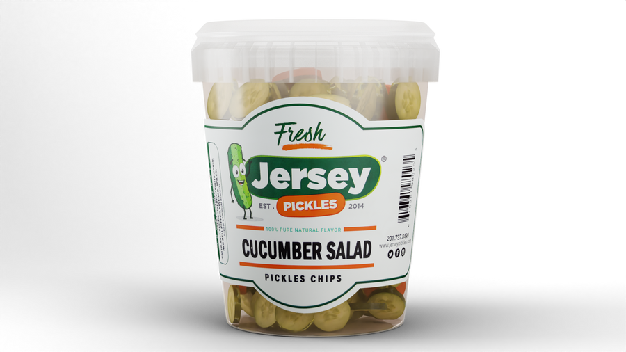 jar of cucumber pickled salad chips