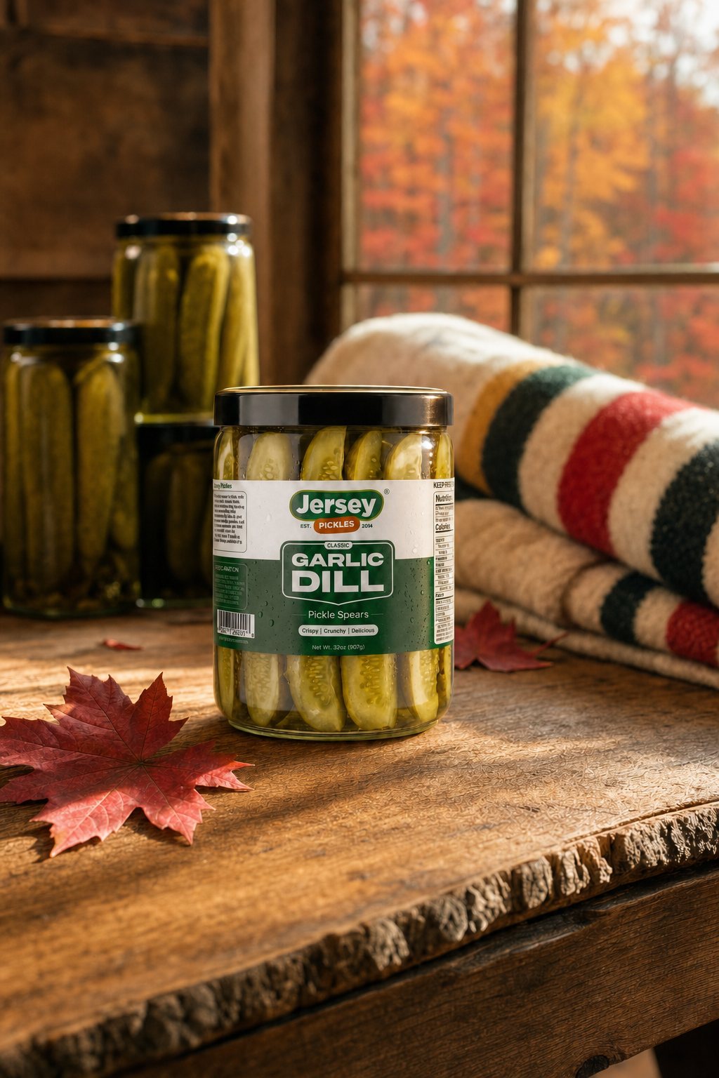 A spread of Jersey Pickles jars