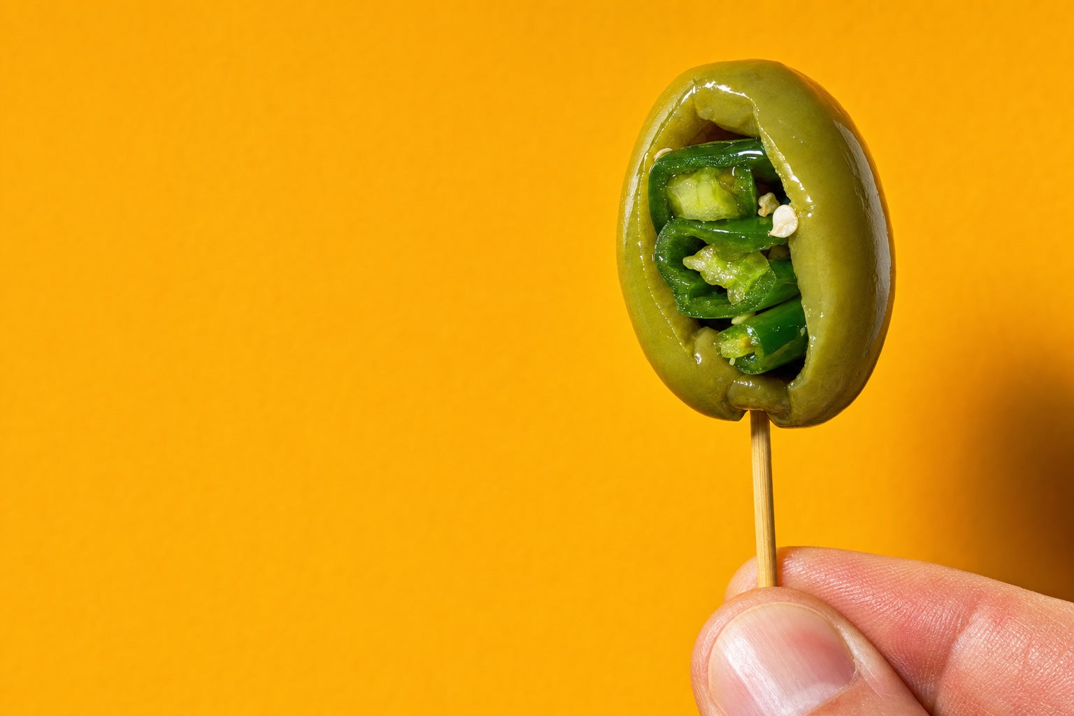 Jalapeño stuffed olive